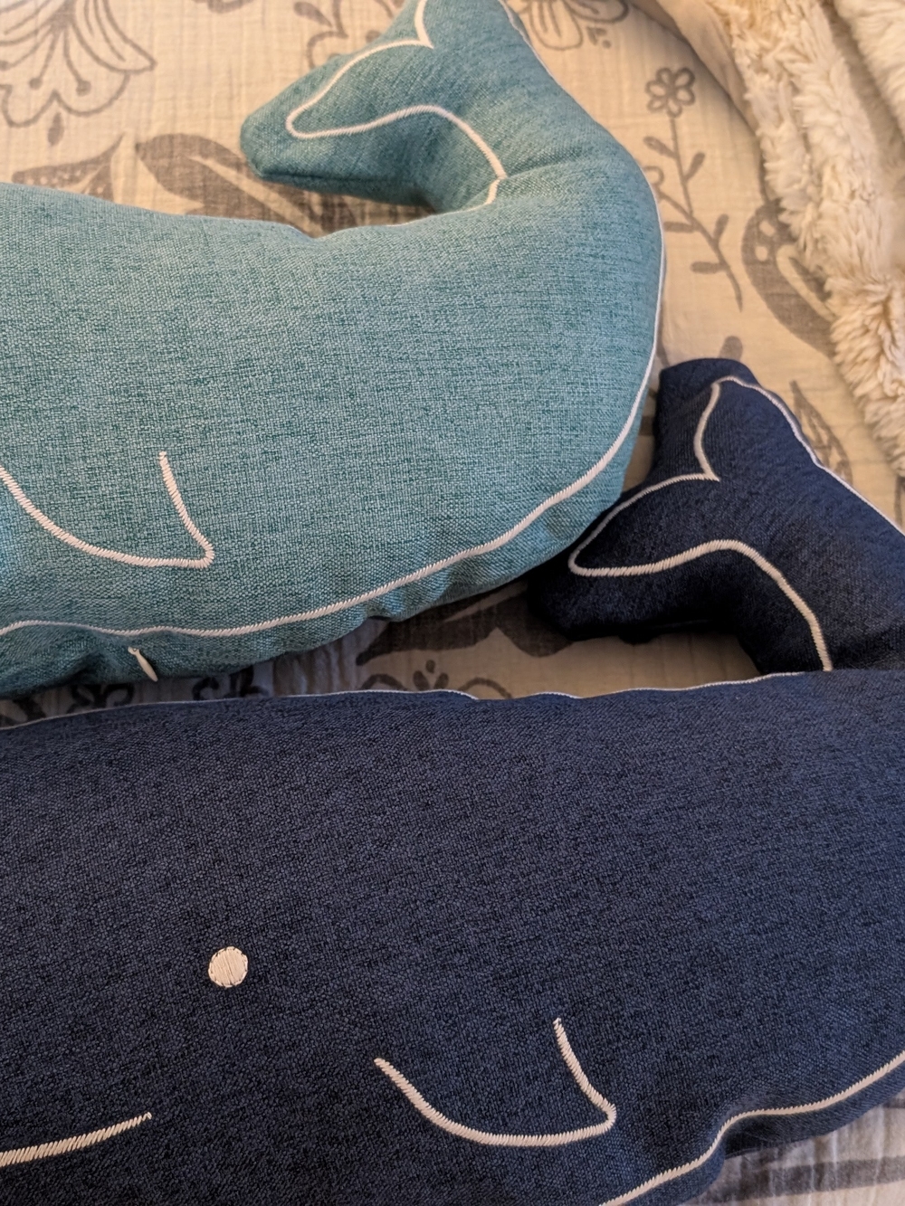Coastal Whale Plush Accent Pillow Set - Teal & Navy